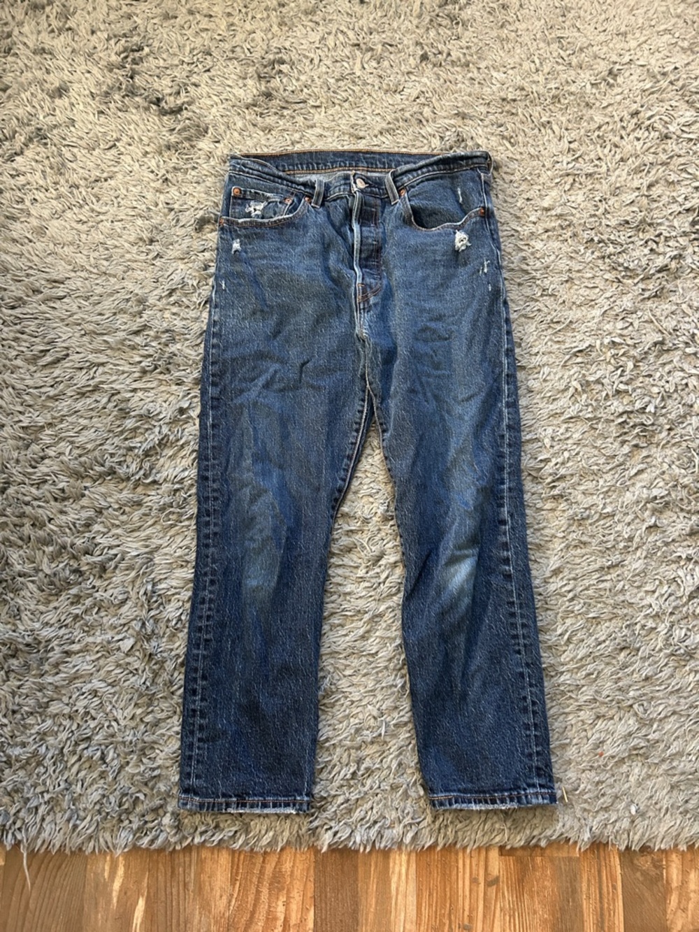 Levi's Women's Straight Leg Distressed Blue Jeans